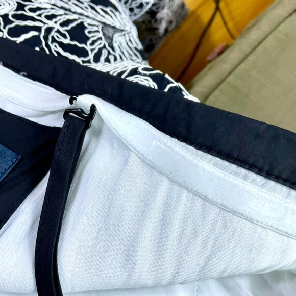 Anthropologie Maeve Dress Midi Strapless Embroidered Black White Floral (8) - Picture 7 of 12